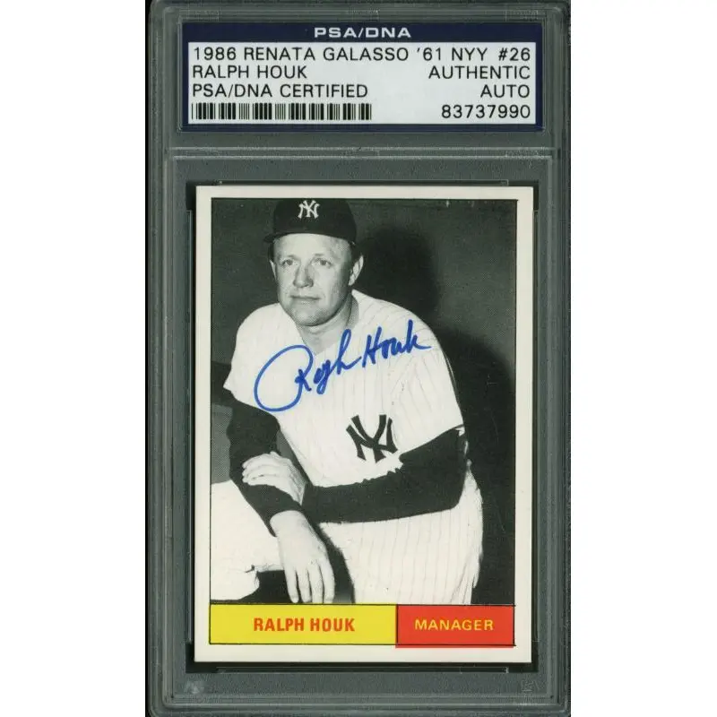 Yankees Ralph Houk Signed Card 1986 Ranata Galasso '61 Nyy #26 PSA/DNA Slabbed