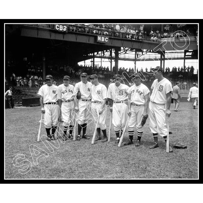 1937 American League All-Stars 8X10 Photo - Gehrig Dimaggio Foxx Greenberg - 875