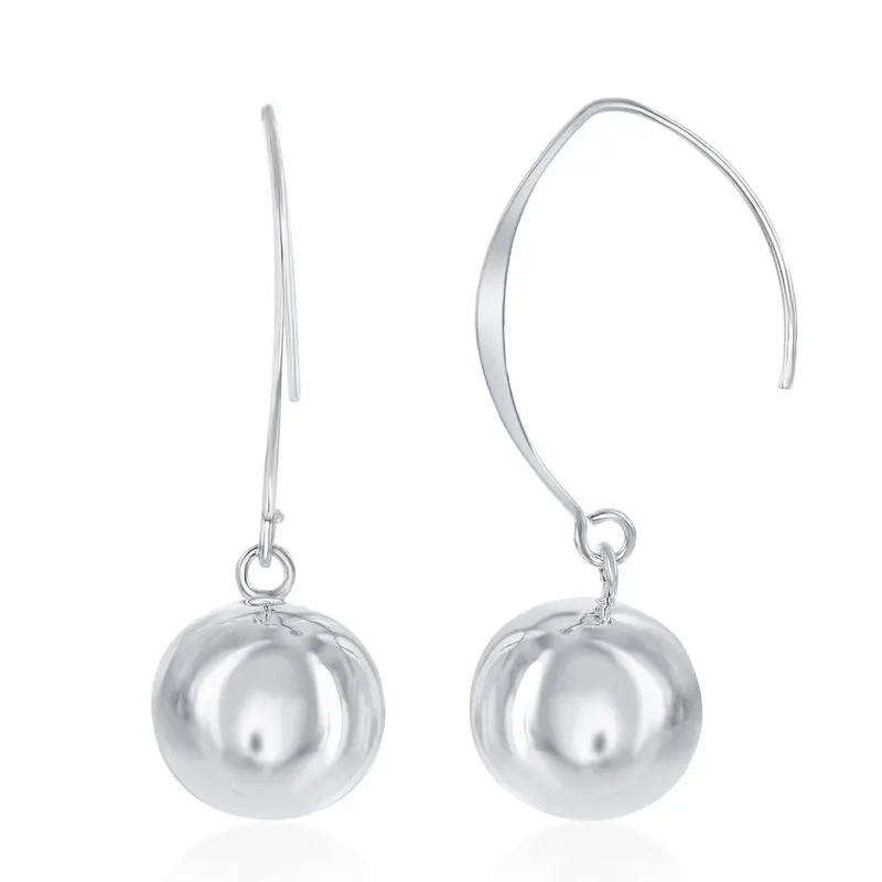 Sterling Silver 14mm Bead Threader Earrings