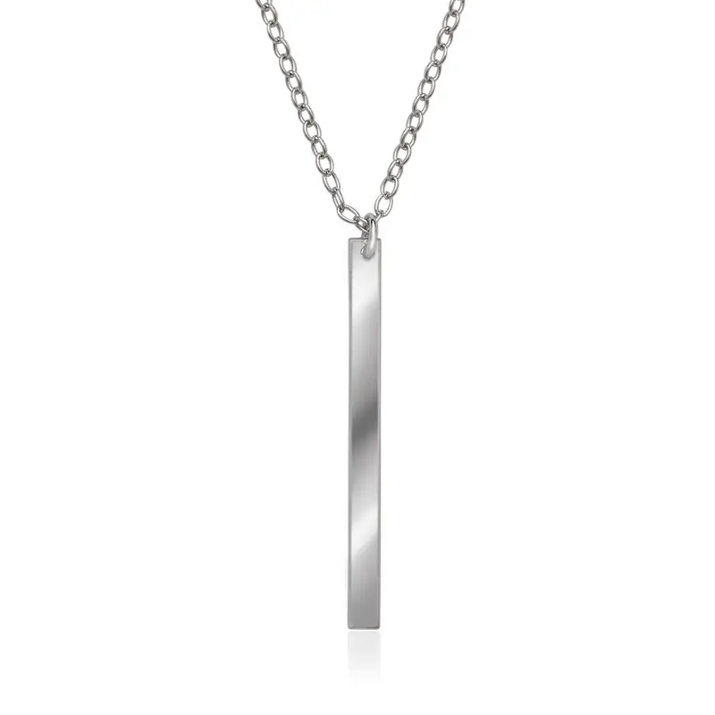 Sterling Silver Thin Vertical Bar Necklace