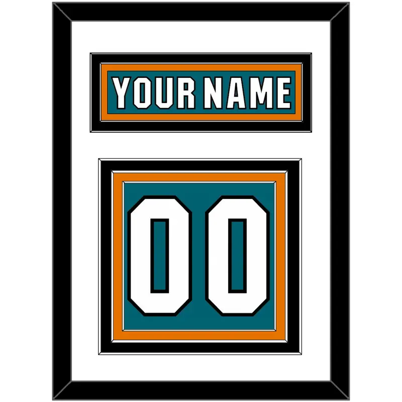 San Jose Nameplate & Number (Back) - Home Teal (2017-2022) - Triple Mat 2
