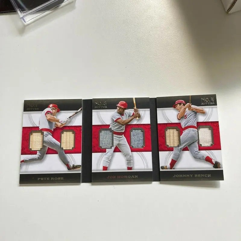 2016 Panini Pete Rose Johnny Bench Joe Morgan Game Used Jersey Booklet #9/99