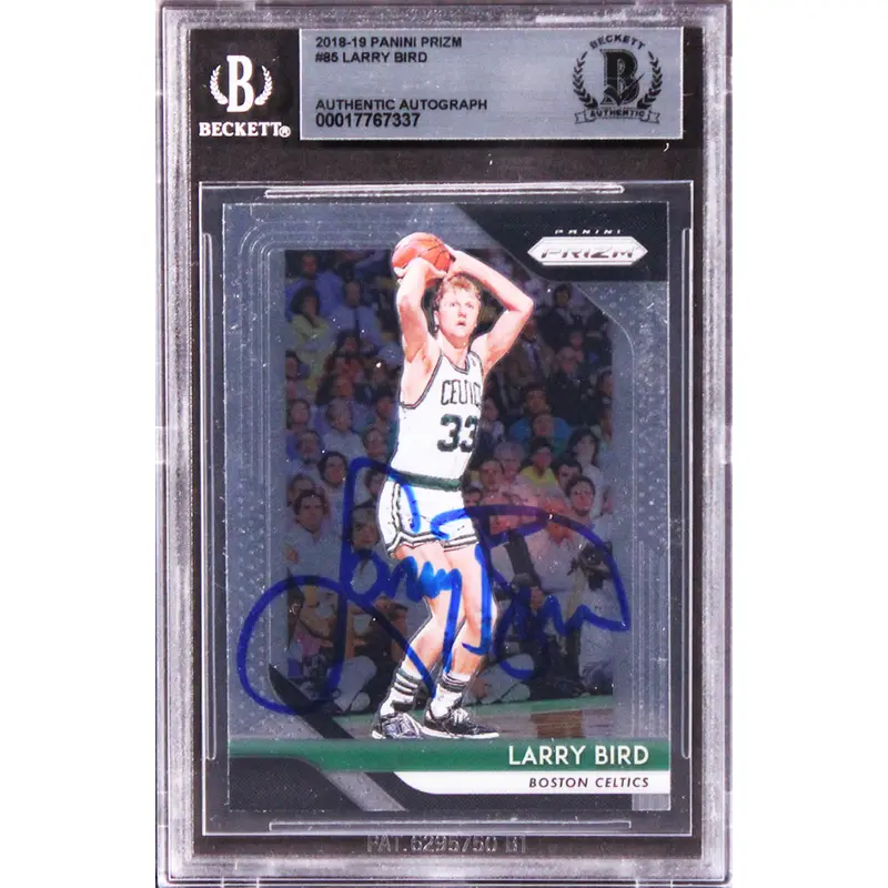 Celtics Larry Bird Authentic Signed 2018 Panini Prizm #85 Card BAS Slabbed