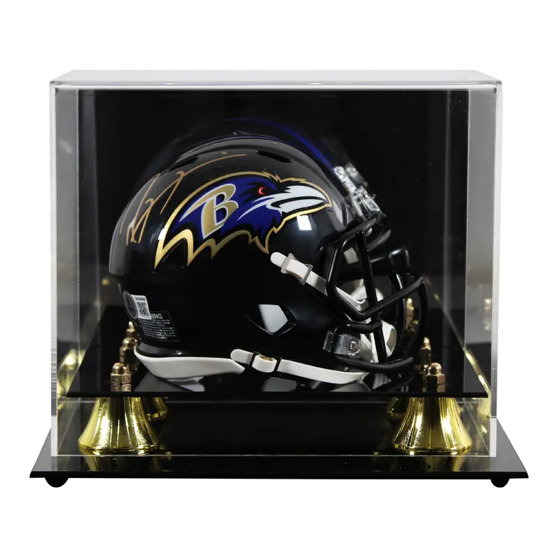 Ravens Ray Lewis Signed Speed Mini Helmet W/ Case w/ Gold Sig BAS Witnessed