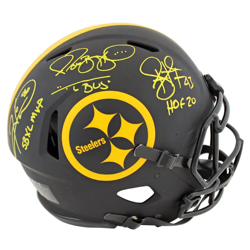 Steelers (3) Bettis, Ward & Polamalu Signed Eclipse F/S Speed Proline Helmet BAS