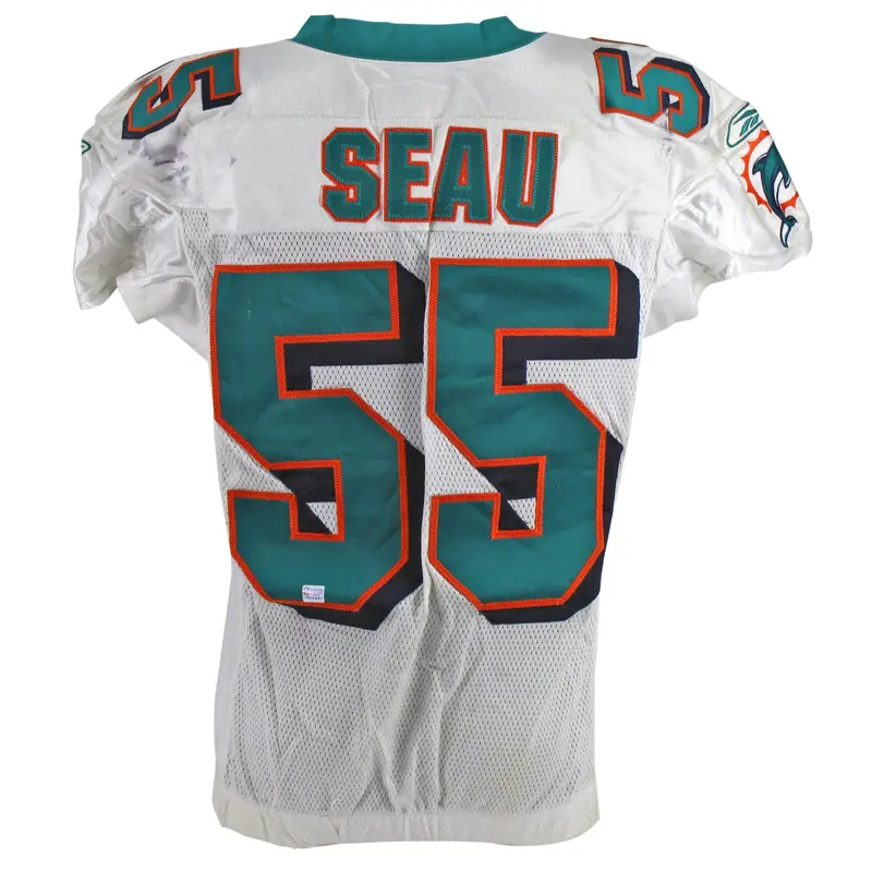 Dolphins Junior Seau Authentic 2004 Game Used Reebok Road Jersey Mears & PSA/DNA