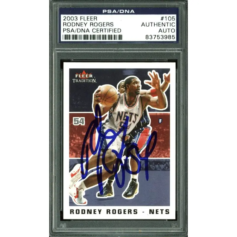 Nets Rodney Rogers Authentic Signed Card 2003 Fleer #105 PSA/DNA Slabbed