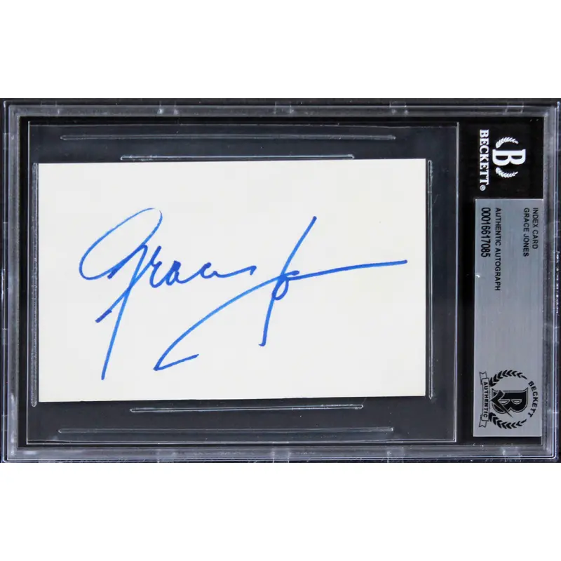 Grace Jones Singer Authentic Signed 3x5 Index Card Autographed BAS Slabbed