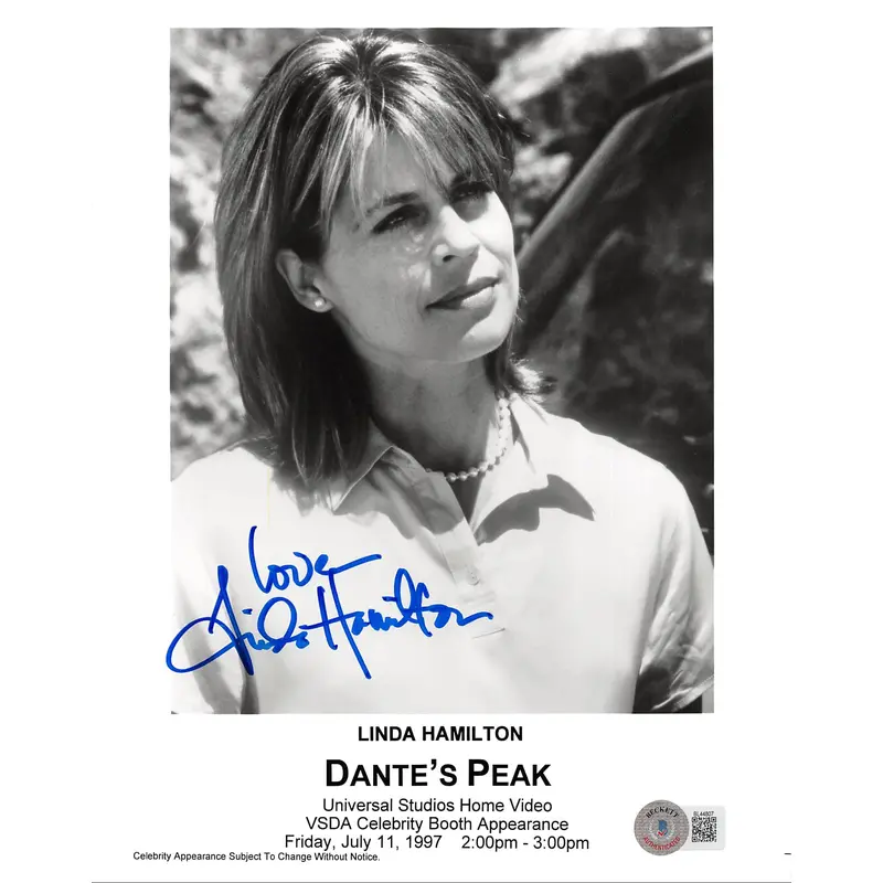 Linda Hamilton Dante's Peak "Love" Authentic Signed 8x10 Photo BAS #BL44807