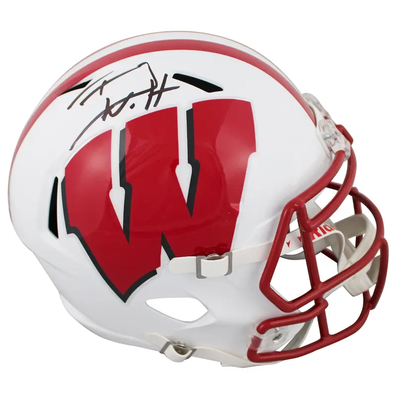 Wisconsin T.J. Watt Authentic Signed Full Size Speed Rep Helmet BAS Witnessed