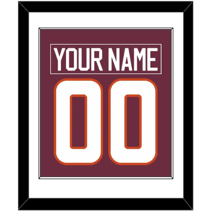 Virginia Tech Hockey Nameplate & Number (Back) Combined - Road Maroon - Single Mat 1