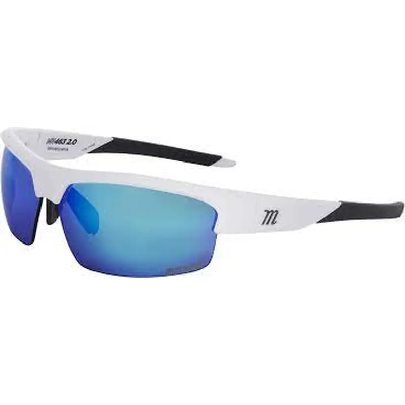 New Marucci MV463Y 2.0 Matte White Green w/ Blue Mirror Sunglasses