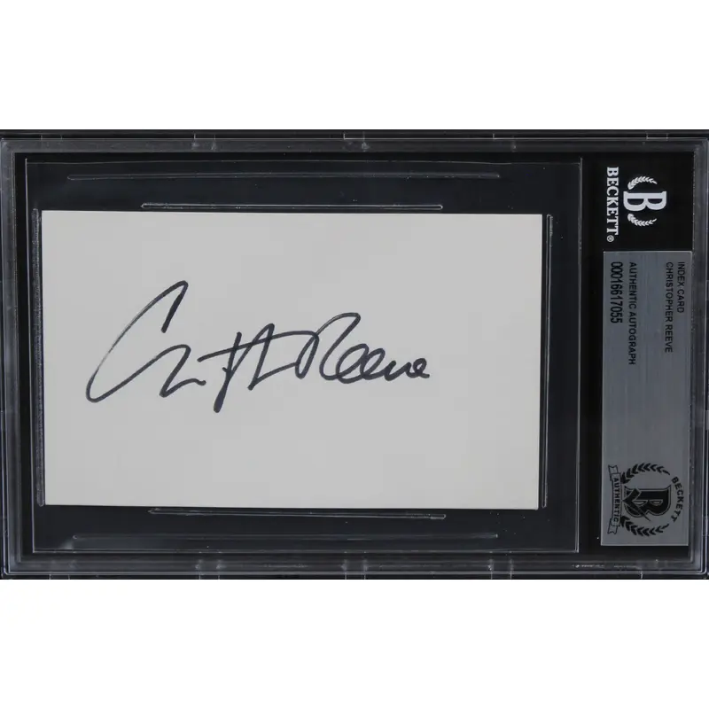 Christopher Reeve Superman Authentic Signed 3x5 Index Card BAS Slabbed 5