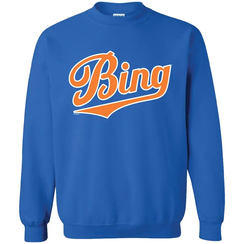 BRP Royal Blue BING Crewneck with iconic wordmark in Orange