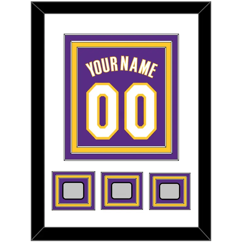 Los Angeles Name & Number With 3 Finals Patches - Road Purple (1999-2004) - Triple Mat 1