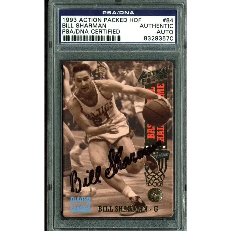 Celtics Bill Sharman Signed 1993 Action Packed HOF #84 Auto Card PSA/DNA Slabbed