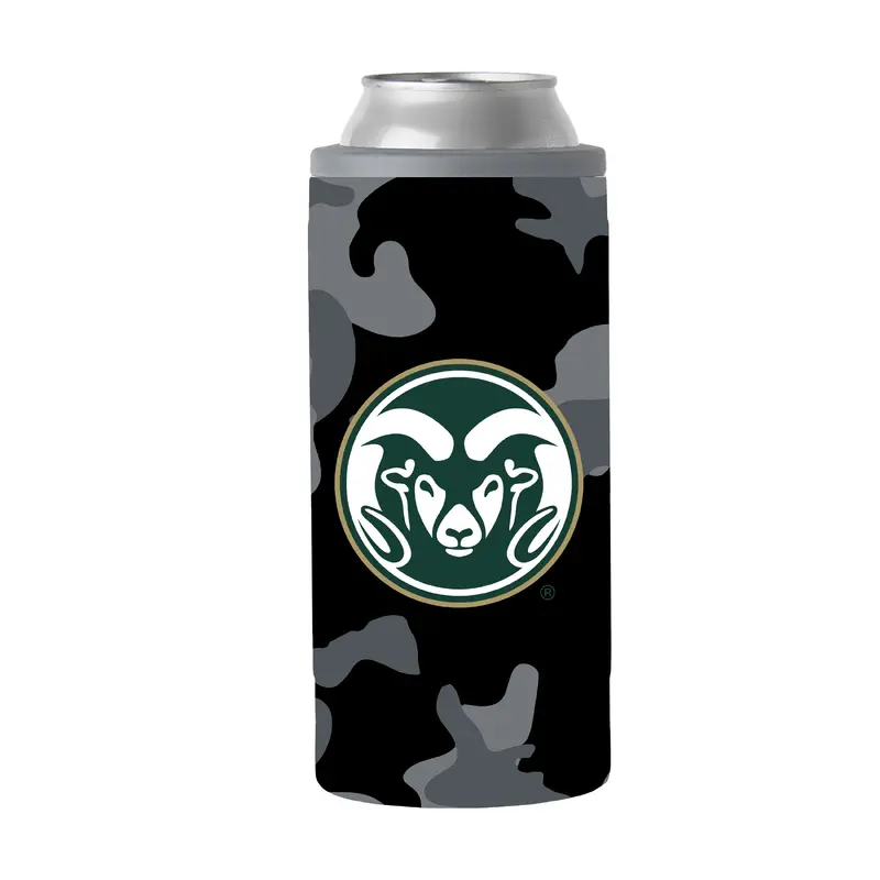 Colorado State Black Camo 12oz Slim Can Coolie