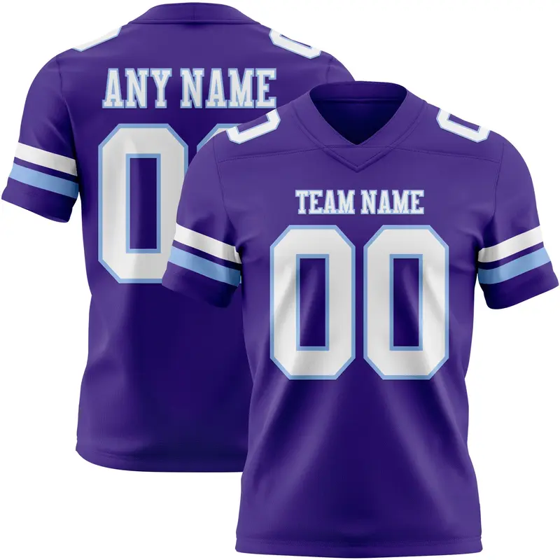Custom Purple White-Light Blue Mesh Authentic Football Jersey