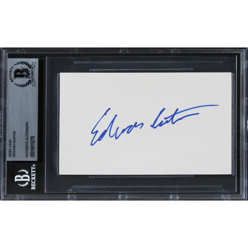 Edward Norton Fight Club Authentic Signed 3x5 Index Card Autographed BAS Slabbed