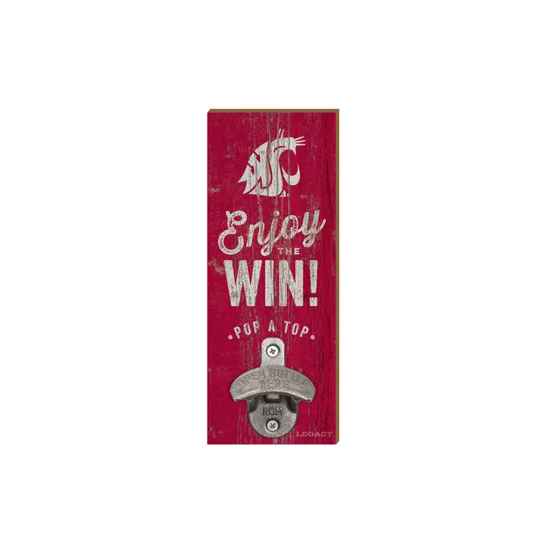 Crimson "Enjoy The Win" Wood Bottle Cap Opener