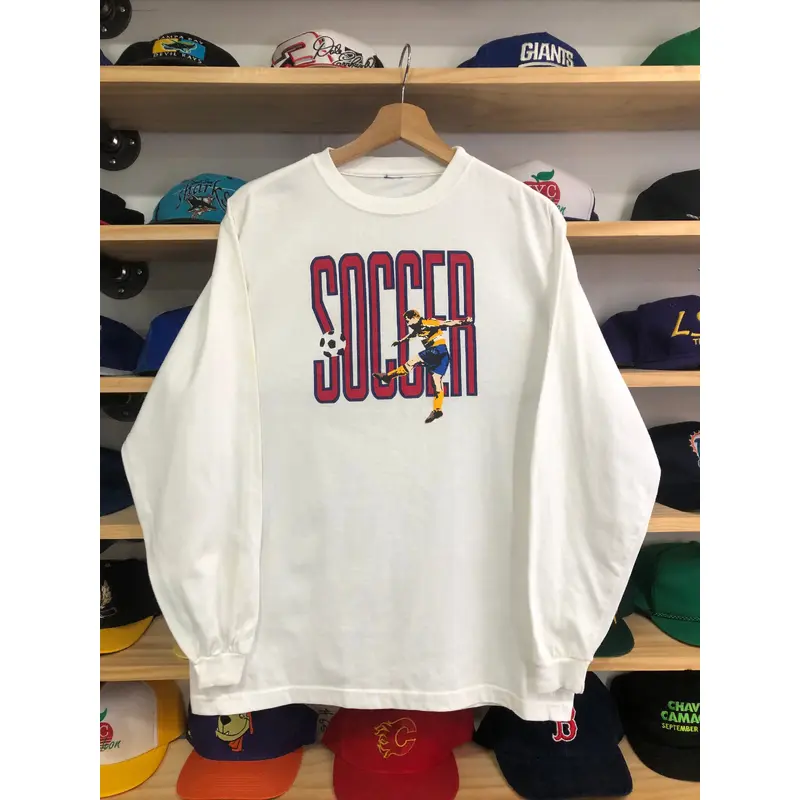 Vintage Soccer Long Sleeve Tee Size Large
