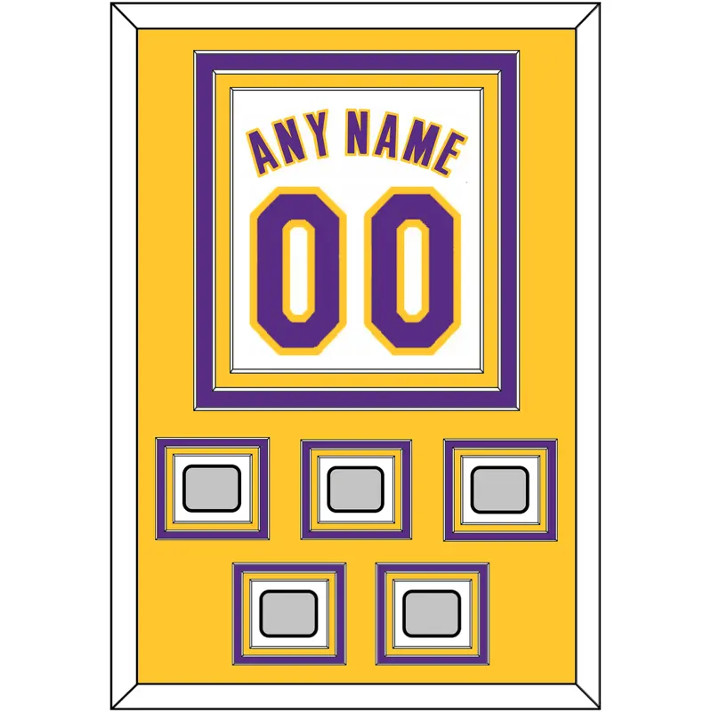 Los Angeles Name & Number With 5 Finals Patches - Alternate White (2002-2018) - Triple Mat 3