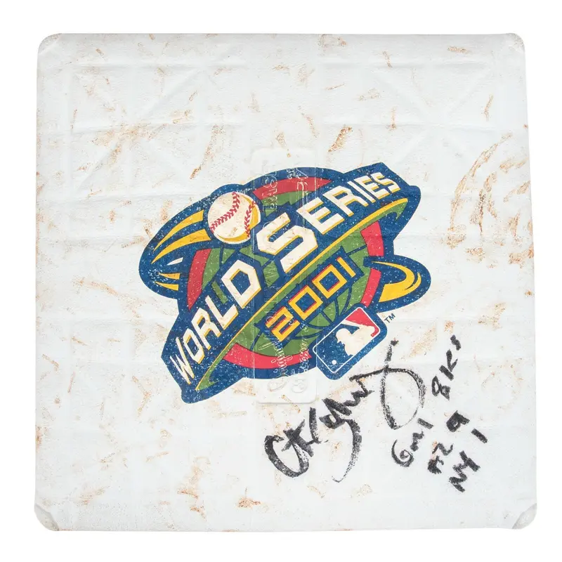 2001 World Series Game 1 Game Used Base Signed By Curt Schilling Steiner COA