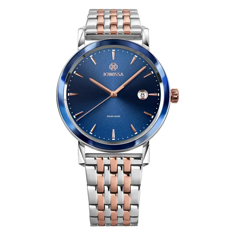 MAGNO, Rose Gold Plated Swiss Quartz Watch, 20mm Band - Blue & Rose Dial