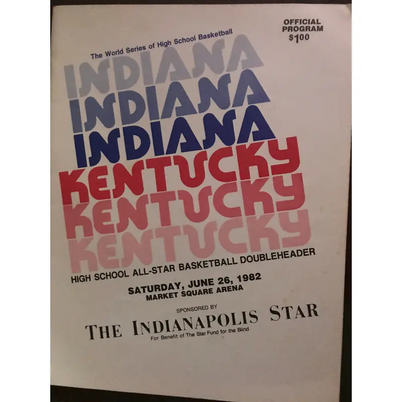 1982 Indiana vs Kentucky High School All Star Basektball Game Program