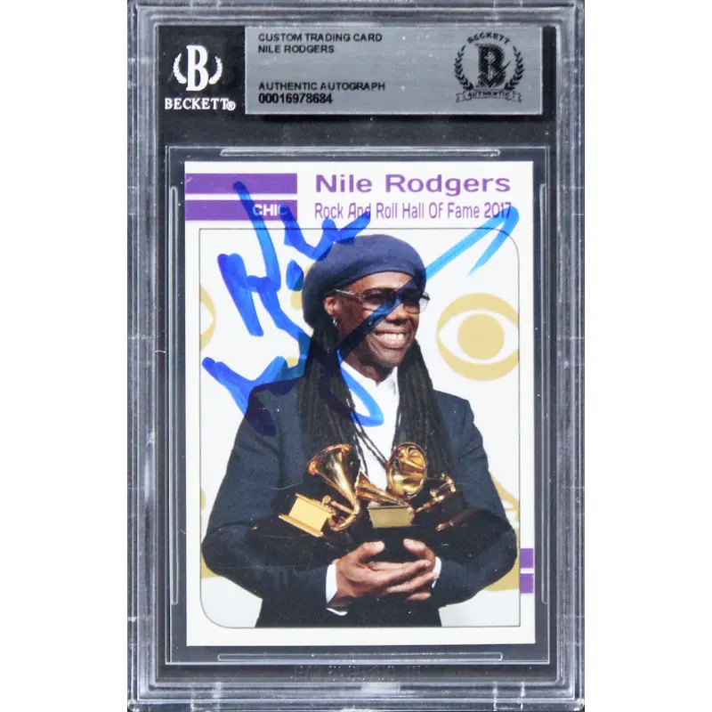 Nile Rodgers Chic Authentic Signed Custom Trading Card Autographed BAS Slabbed 1