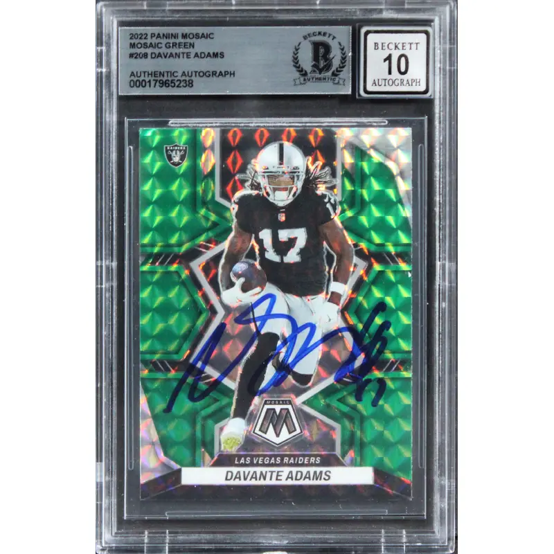 Raiders Davante Adams Signed 2022 Panini MG #208 Card Auto Grade 10! BAS Slabbed