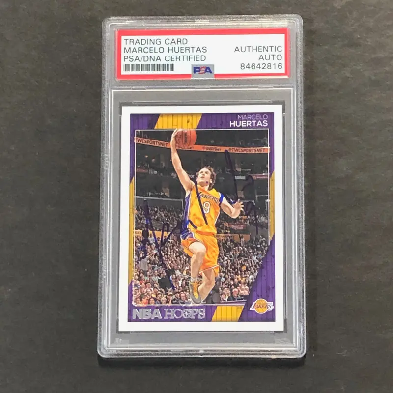 2016-17 Panini NBA Hoops #203 Marcelo Huertas Signed Card AUTO PSA Slabbed Lakers