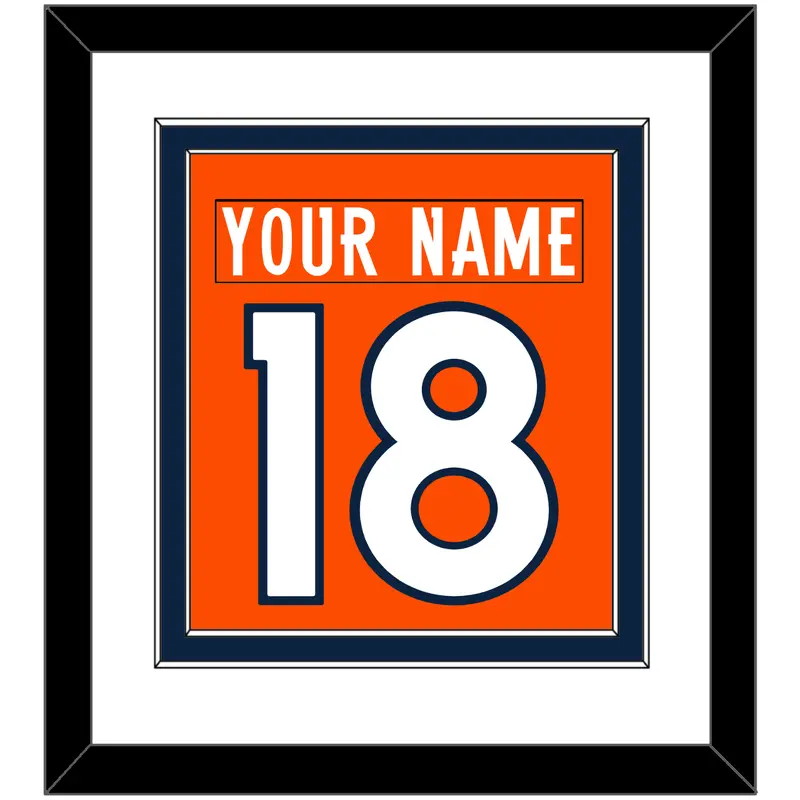 Denver Nameplate & Number (Back) Combined - Home Orange (2012-2023) - Double Mat 1
