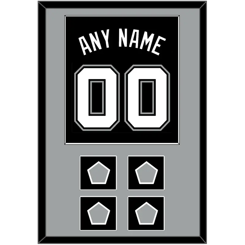 San Antonio Name & Numbers With 4 Finals Patches - Road Black (2002-2017) - Single Mat 2