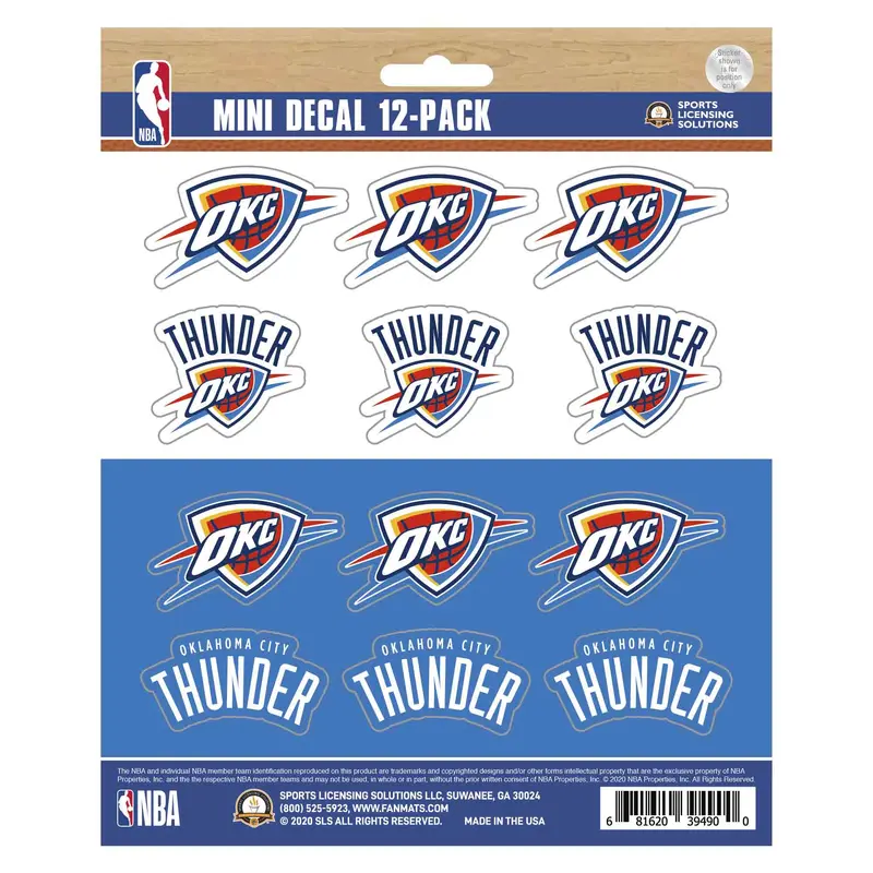 NBA - Oklahoma City Thunder Mini Decal 12-pk