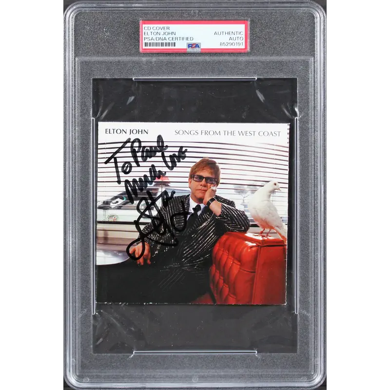 Elton John "Much Love" Signed Songs From The West Coast Cd Cover PSA/DNA Slabbed