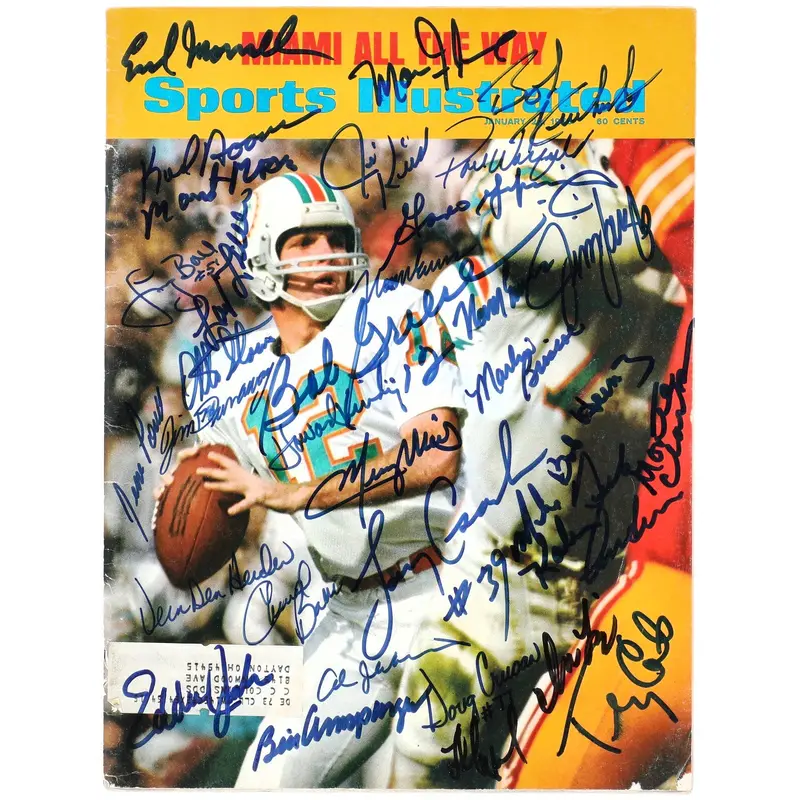 1972 Miami Dolphins Super Bowl Champs Team Signed Sports Illustrated Beckett COA