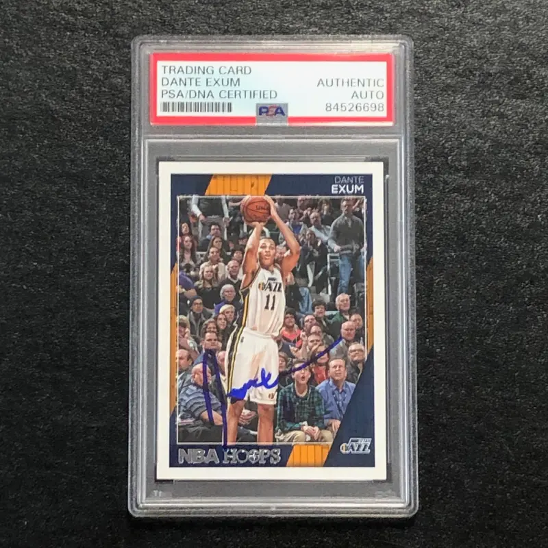 2016-17 NBA Hoops #195 Dante Exum Signed Card AUTO PSA Slabbed Jazz