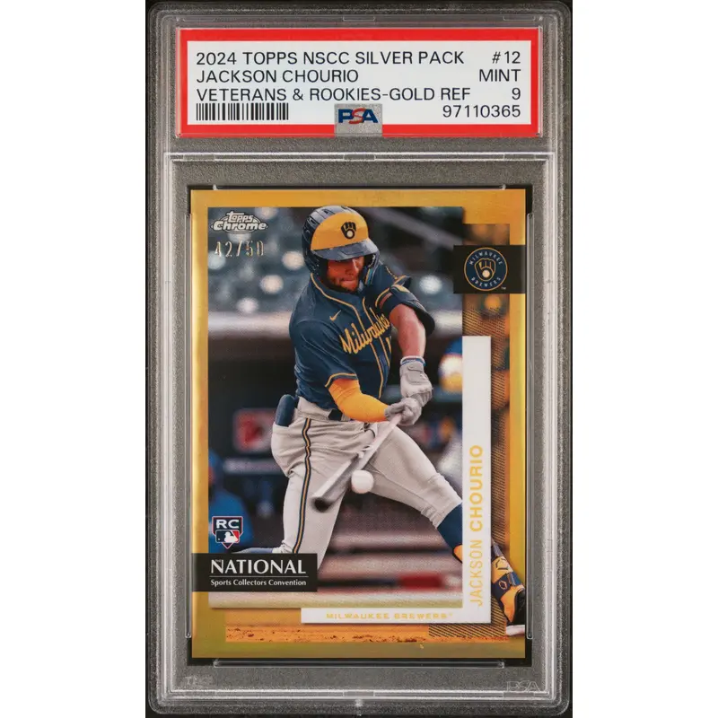 Jackson Chourio 2024 Topps NSCC Silver Pack Gold Refractor #42/50 PSA 10 Gem Mint