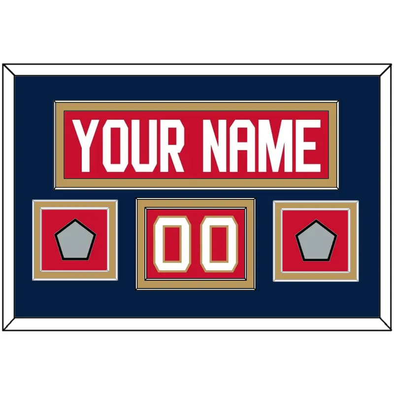 Florida Nameplate, Number (Shoulder) & 2 Stanley Cup Finals Patches - Home Red - Double Mat 3