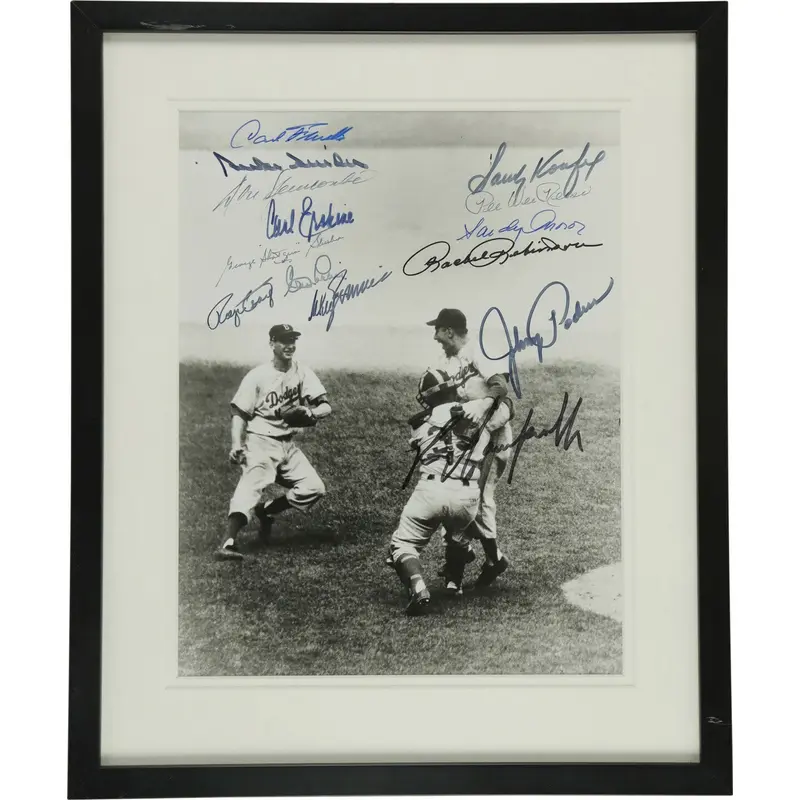 1955 Brooklyn Dodgers W.S. Champs Team Signed 16x20 Photo Koufax Campanella PSA