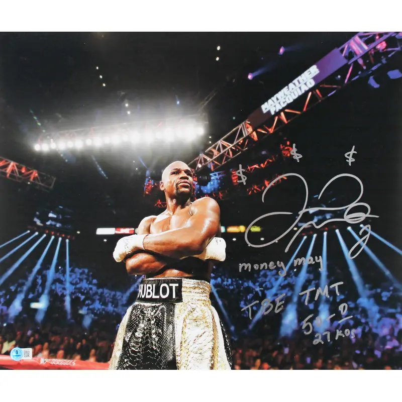 Floyd Mayweather "5x Insc" Signed 16x20 Photo w/ Arms Crossed BAS #BP50729