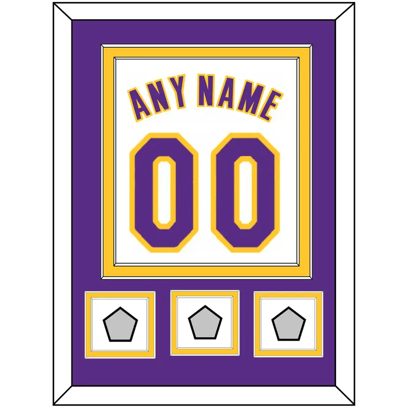 Los Angeles Name & Number With 3 Finals Patches - Alternate White (2002-2018) - Double Mat 3