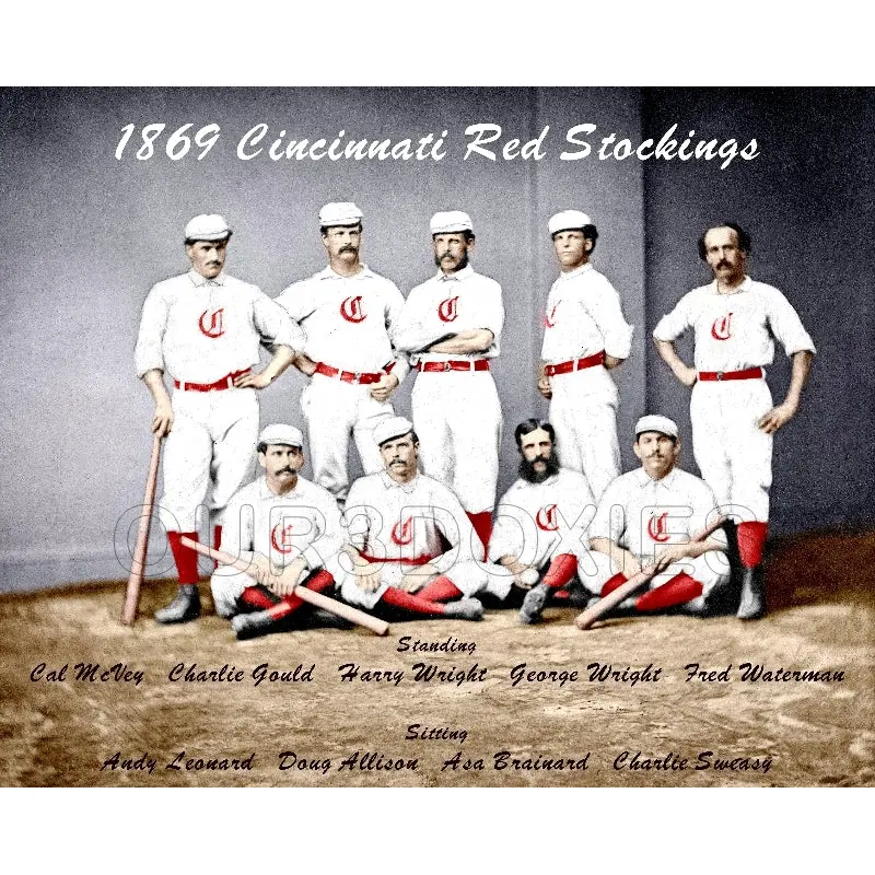 1869 Cincinnati Red Stockings Colorized 8X10 Photo - 56