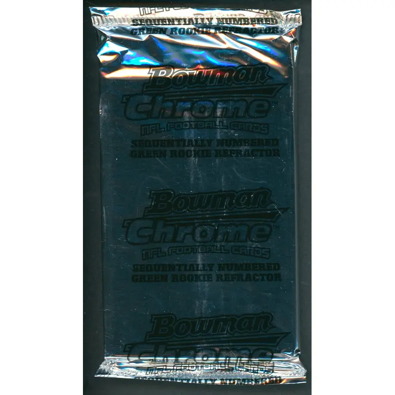 2005 Bowman Chrome Football Green Rookie Refractor Card Unopened Pack