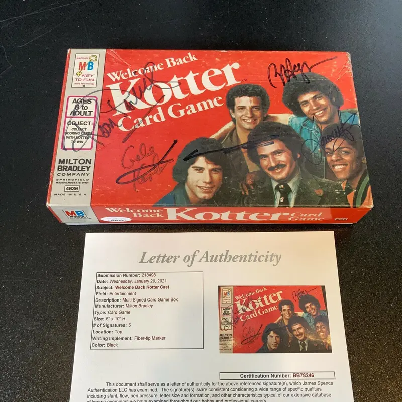 John Travolta Welcome Back Kotter Cast Signed 1976 Vintage Game JSA COA