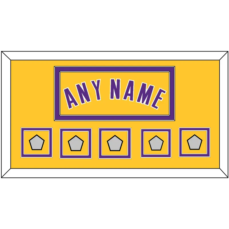 Los Angeles Name & 5 Trophy Patches - Home Yellow (1999-2018) - Double Mat 2