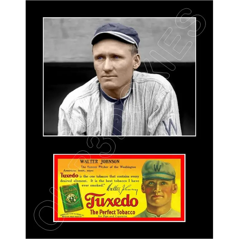 Walter Johnson 1910 Tuxedo Tobacco Matted Photo Display 11X14 - Senators - 1562