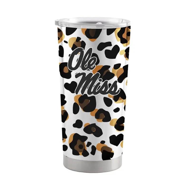 Ole Miss 20oz Neutral Leopard Print Stainless Tumbler