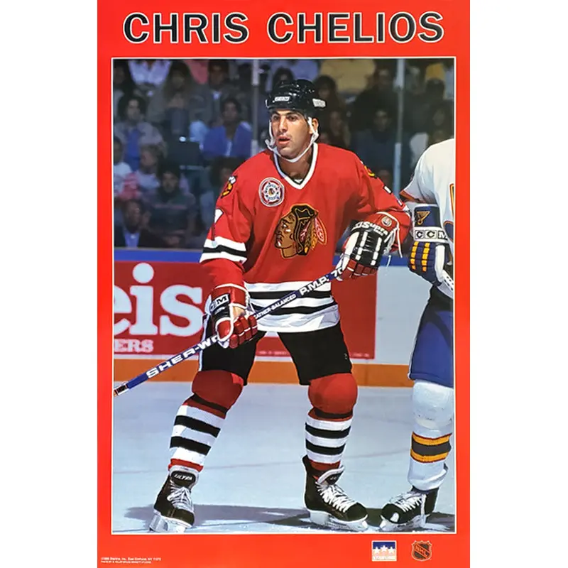 Chris Chelios Chicago Blackhawks Classic NHL Action Poster (1990) - Starline Inc.